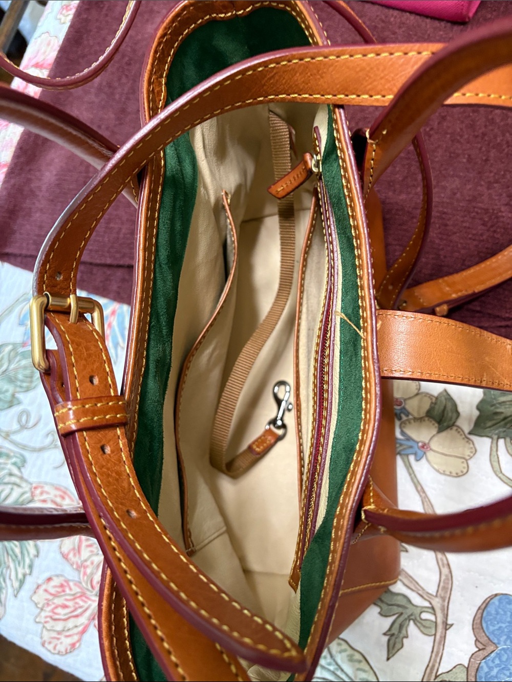 Classic Tan Leather Satchel Handbag - Picture 3 of 3
